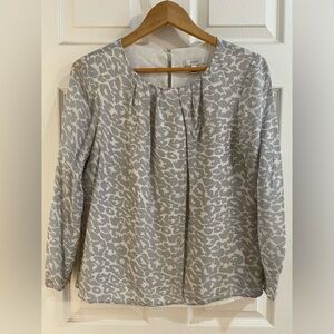 Silk J. Crew Patterned Long Sleeve Blouse